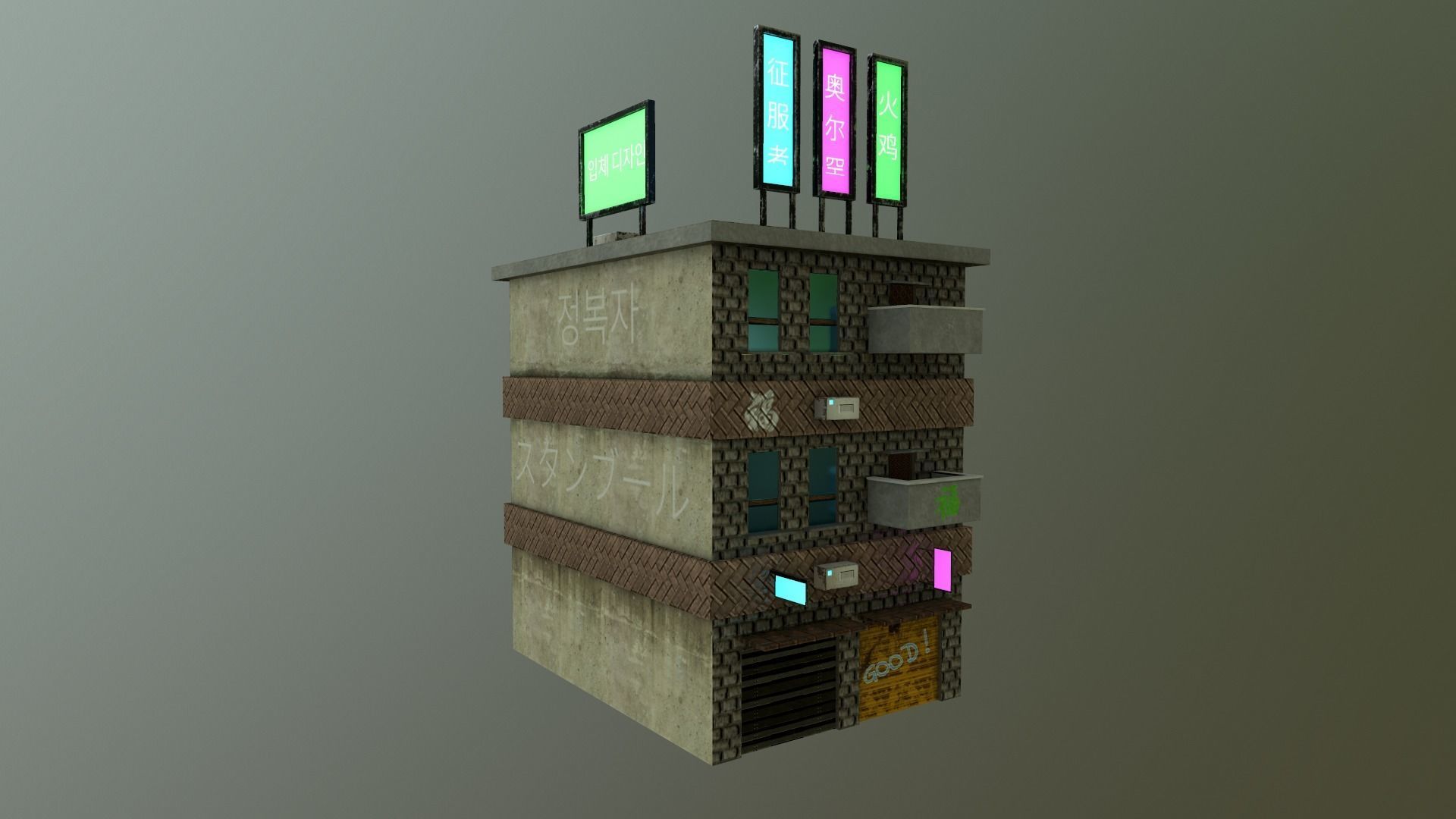 Cyberpunk City - Building 29 Low-poly 3D model_30