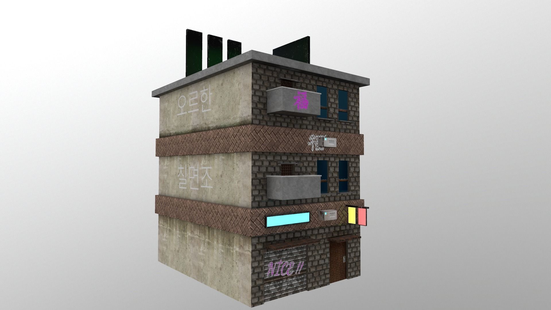 Cyberpunk City - Building 29 Low-poly 3D model_3