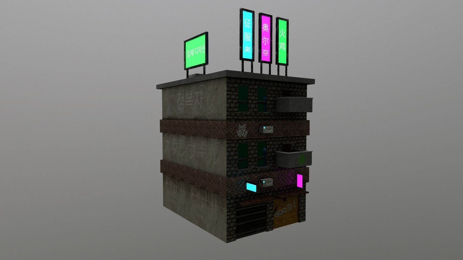 Cyberpunk City - Building 29 Low-poly 3D model_24