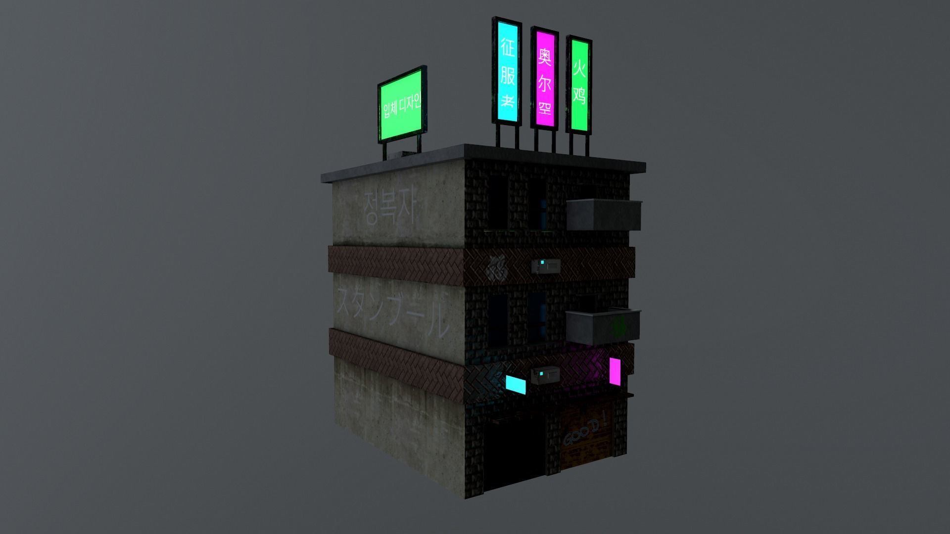 Cyberpunk City - Building 29 Low-poly 3D model_19