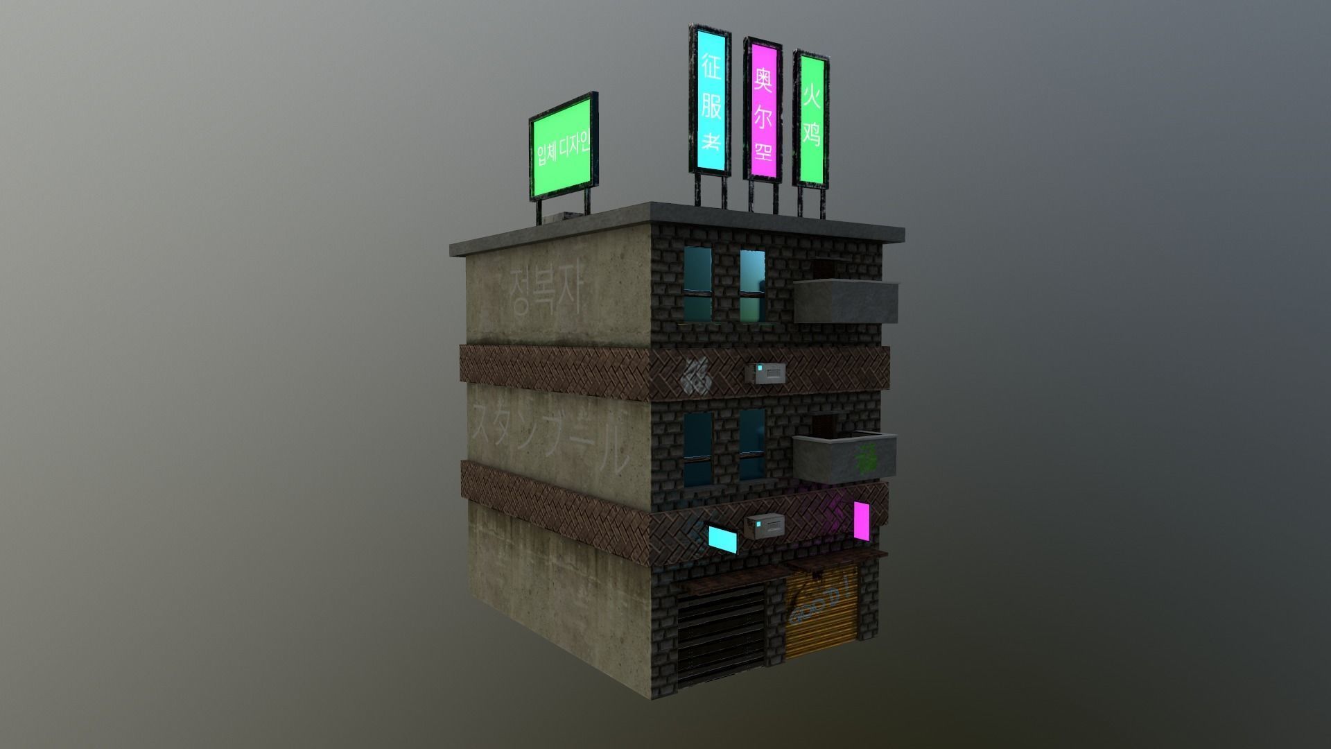 Cyberpunk City - Building 29 Low-poly 3D model_32