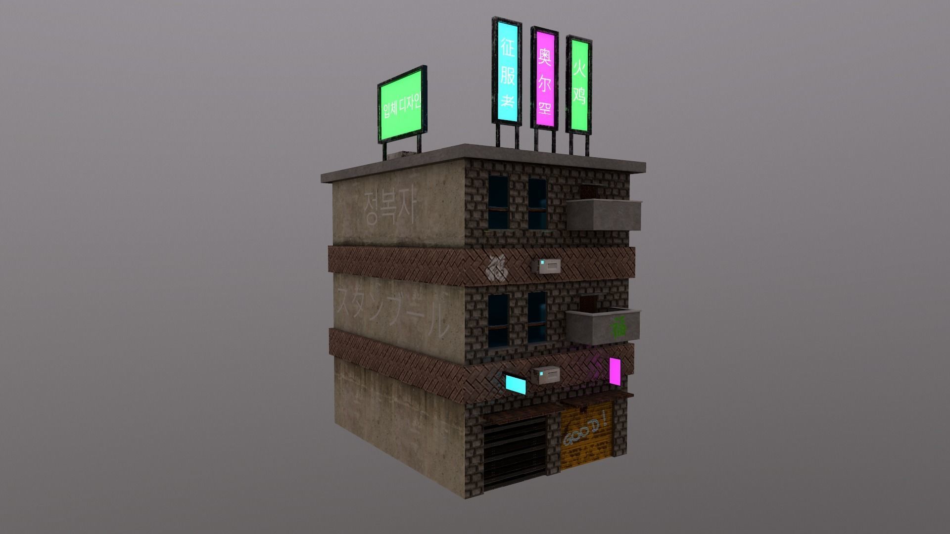 Cyberpunk City - Building 29 Low-poly 3D model_20
