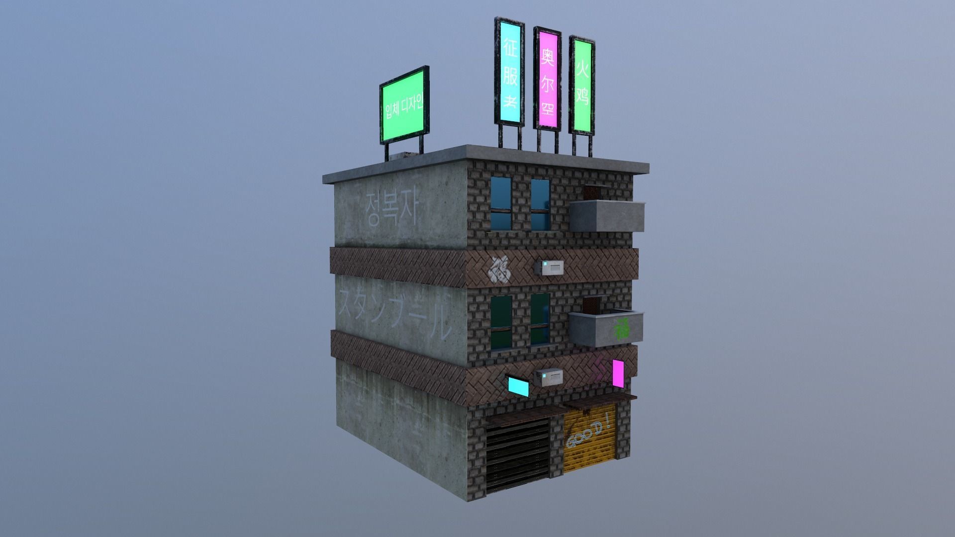 Cyberpunk City - Building 29 Low-poly 3D model_31
