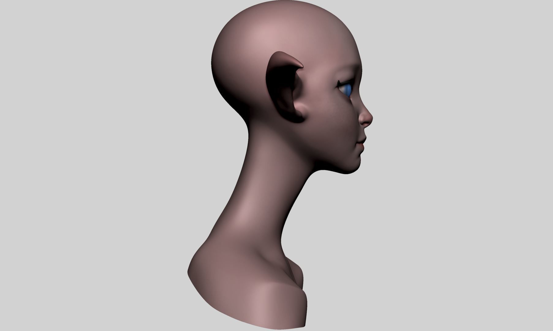 Stylized Elf Head 3D model_3