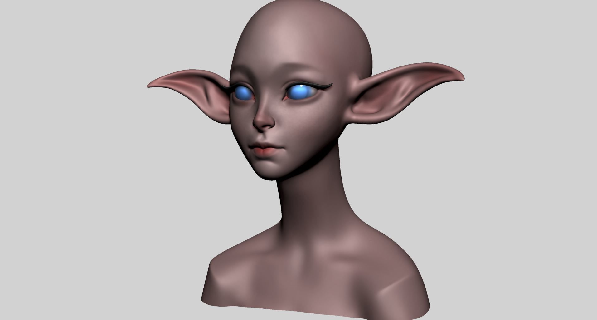Stylized Elf Head 3D model_8
