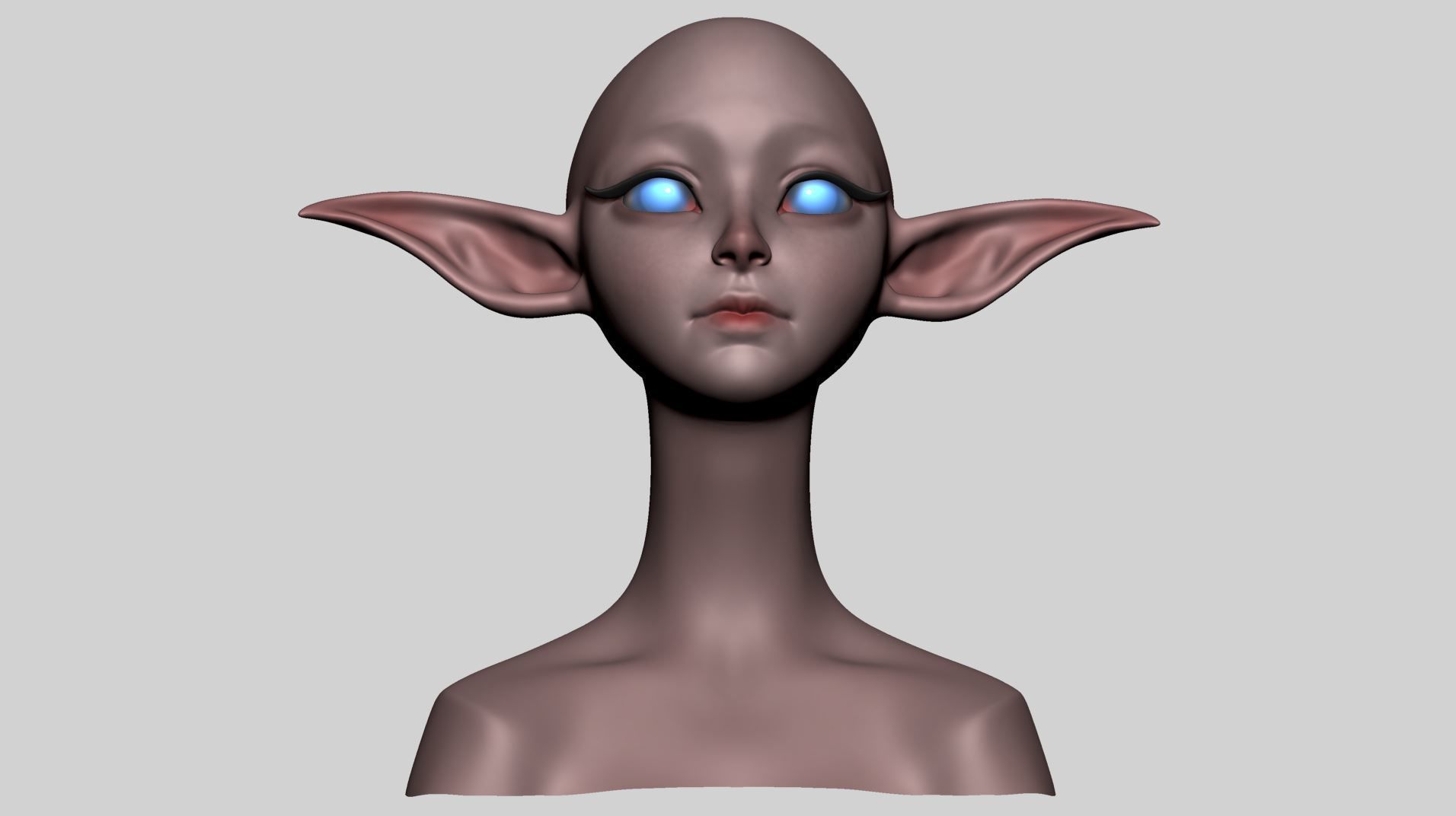 Stylized Elf Head 3D model_10