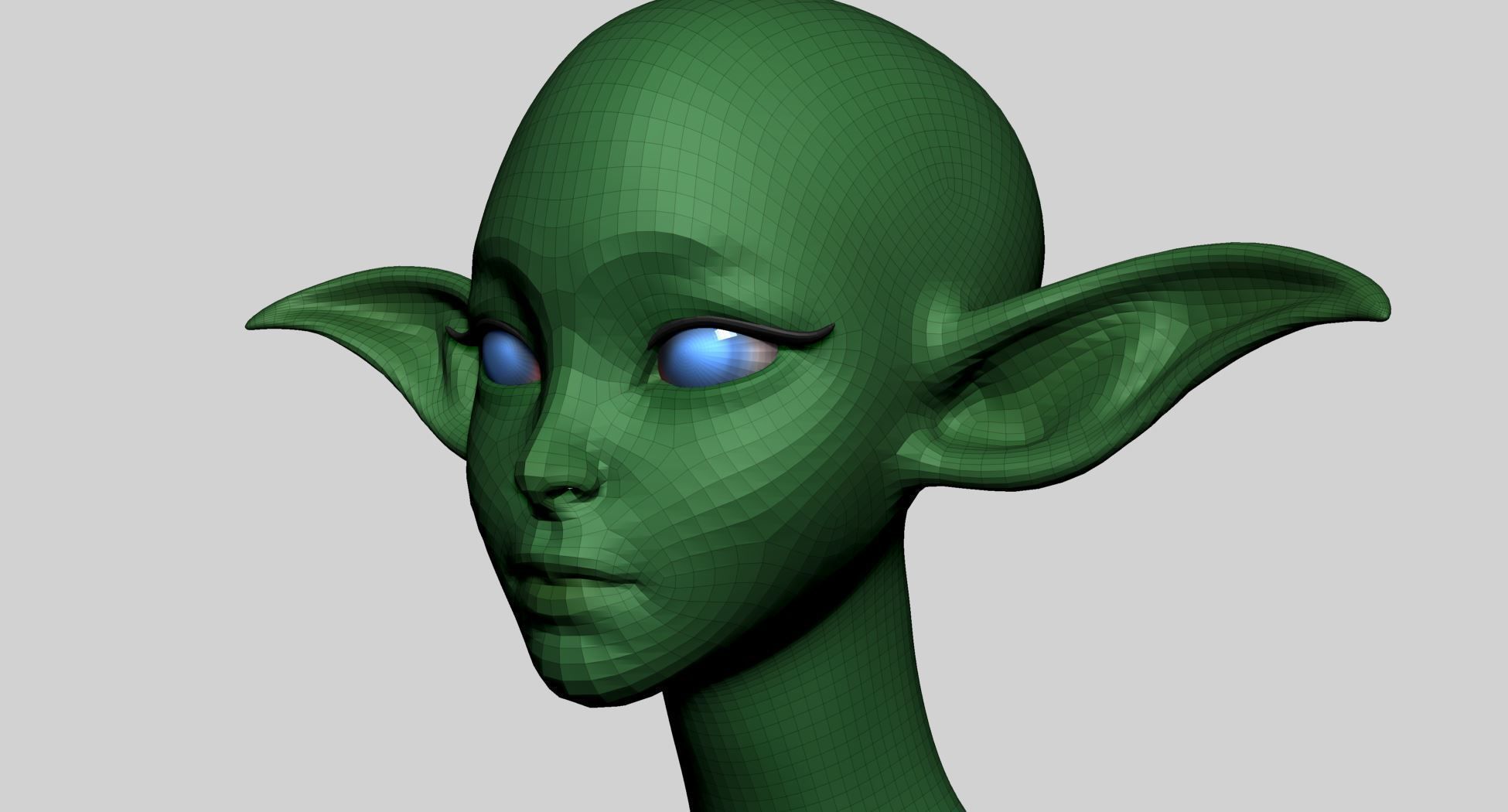 Stylized Elf Head 3D model_12