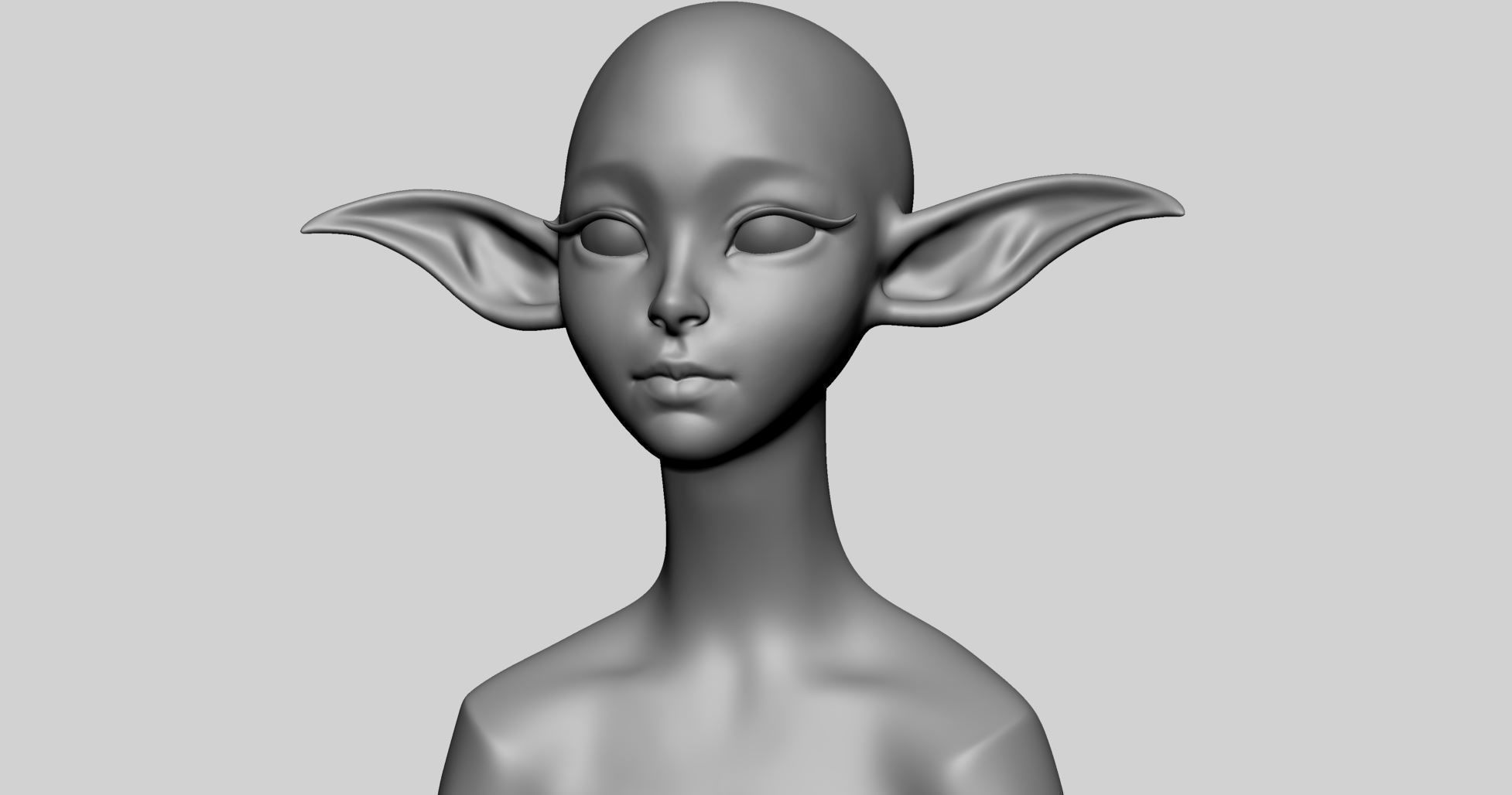 Stylized Elf Head 3D model_15
