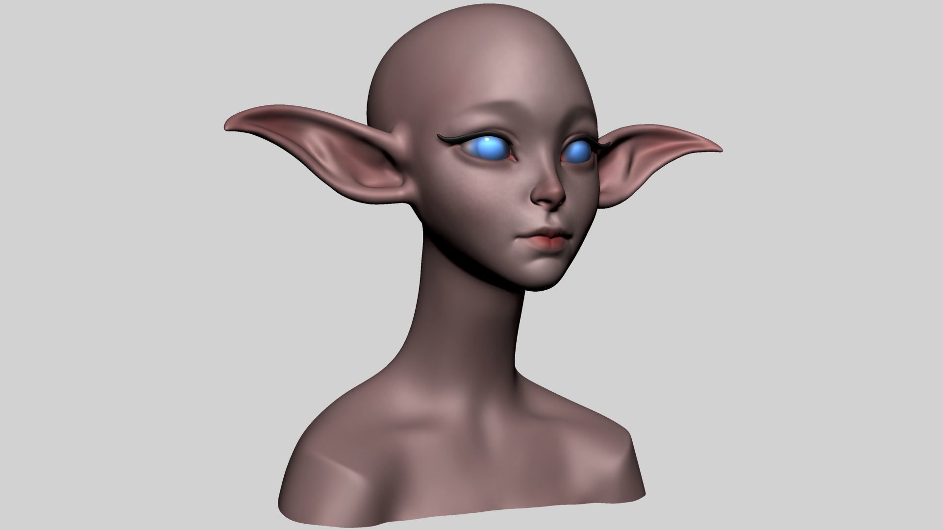 Stylized Elf Head 3D model_1