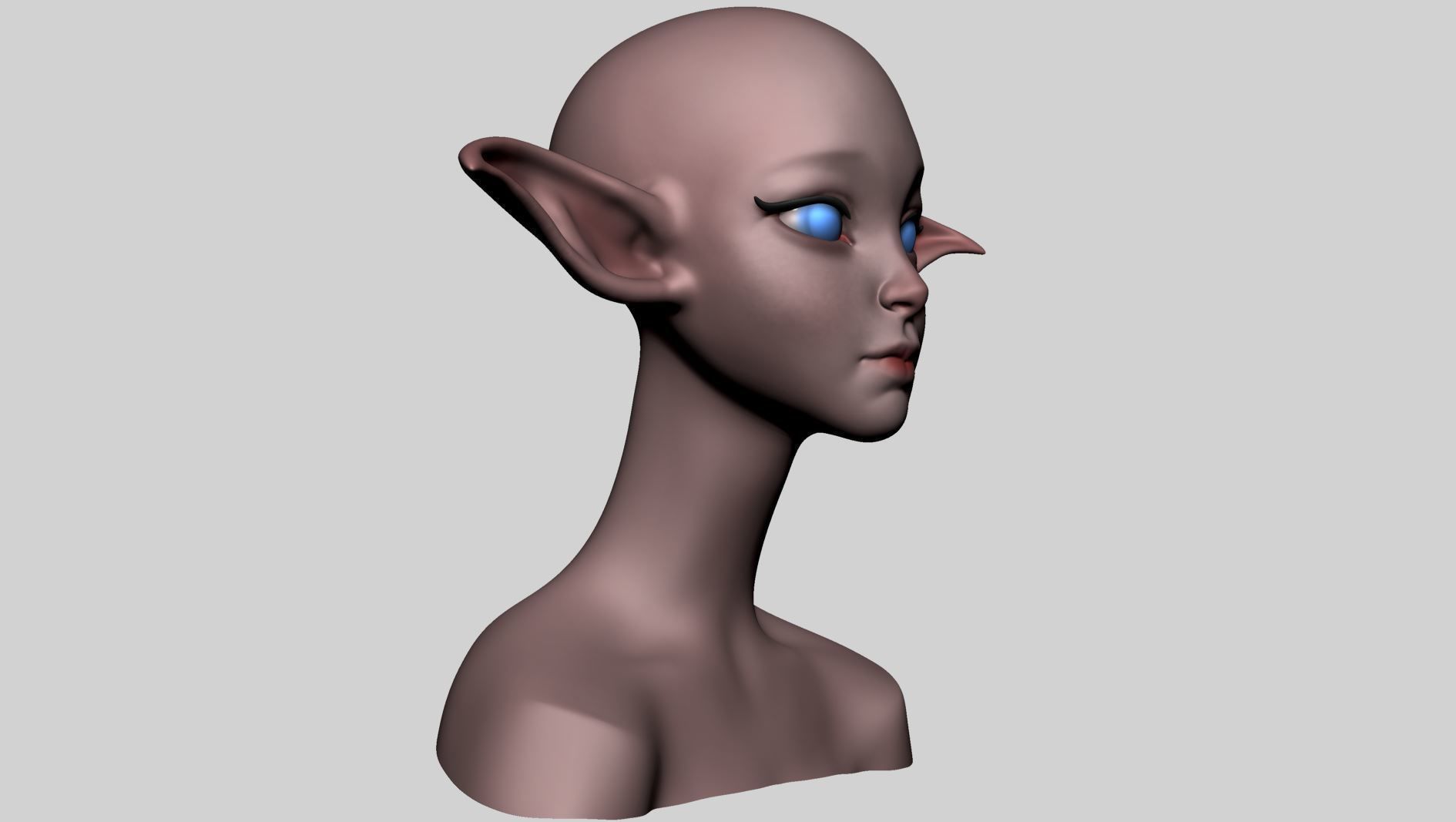 Stylized Elf Head 3D model_2
