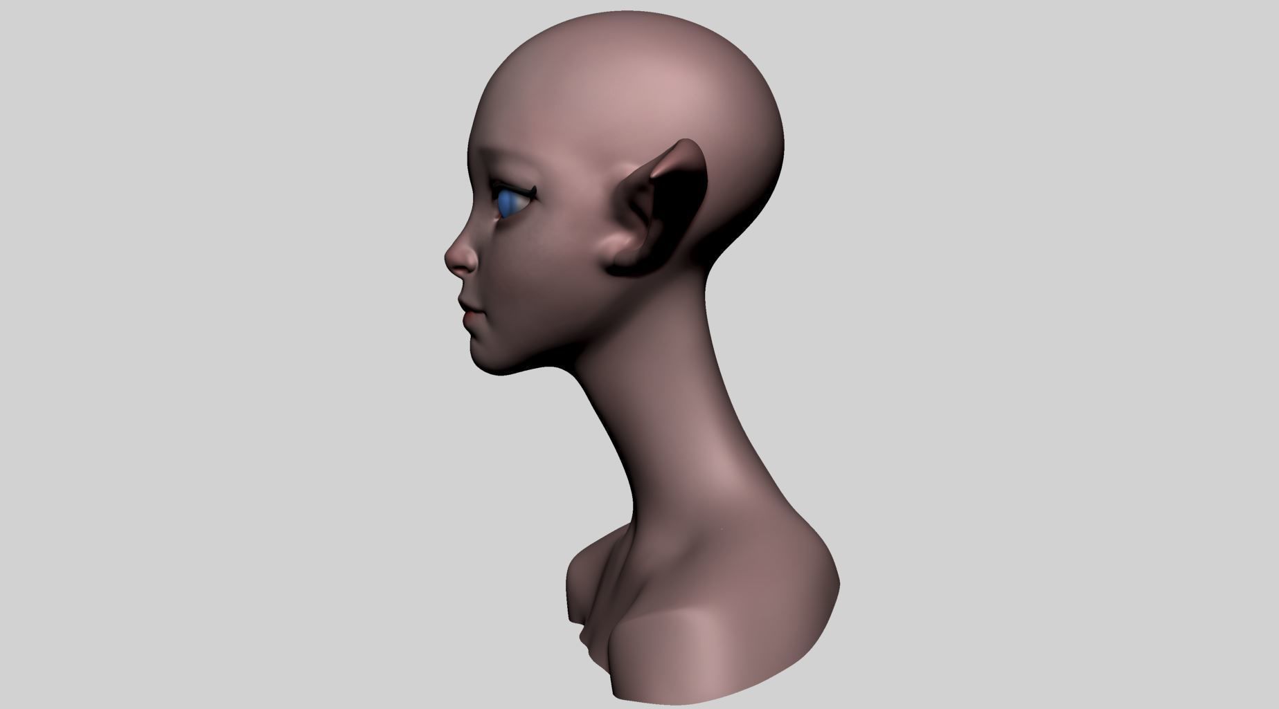 Stylized Elf Head 3D model_7