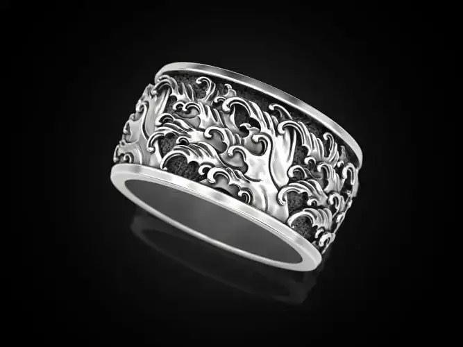 Mesmerizing Japanese Wave Ring 3D print model