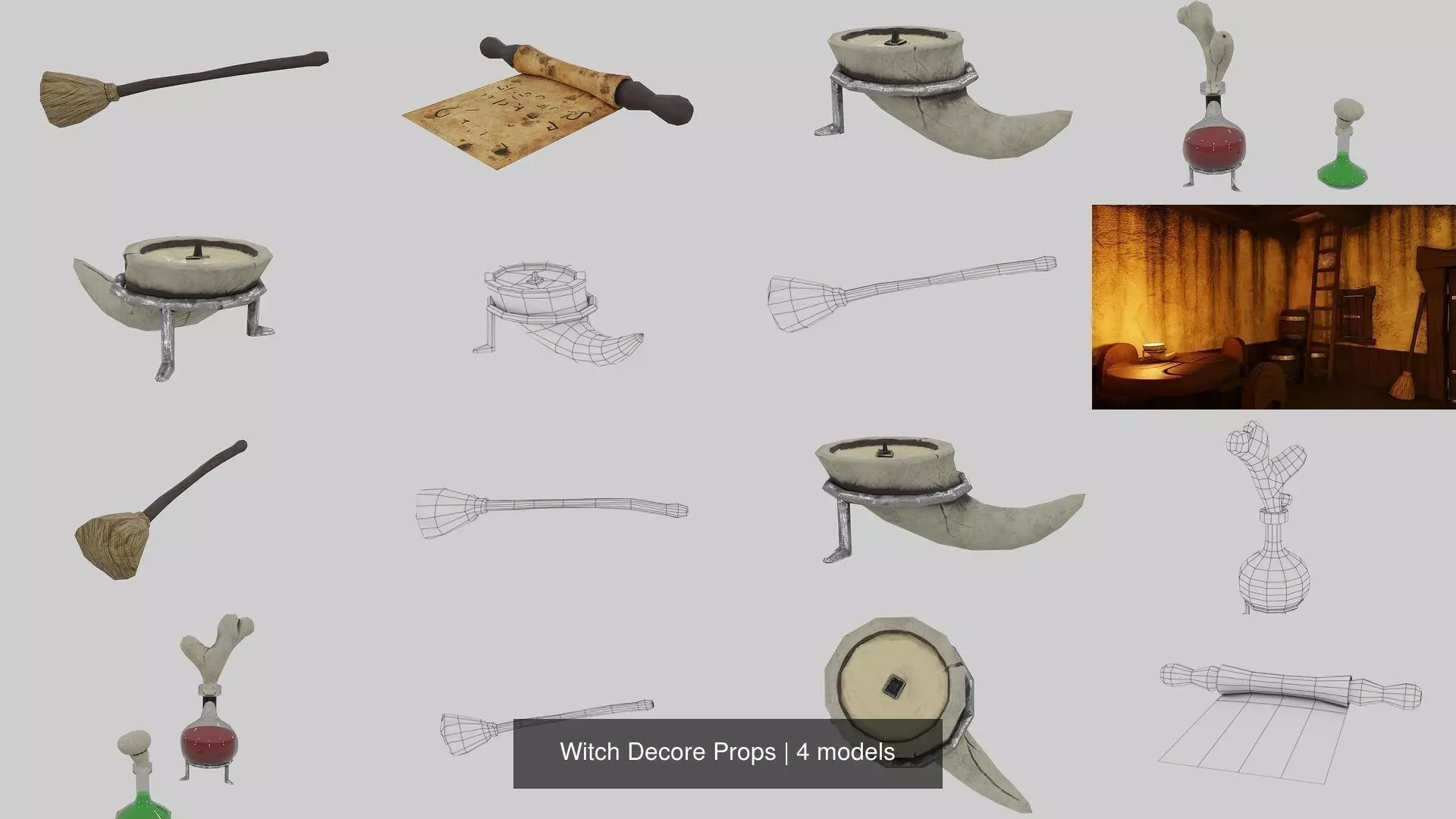 Witch Decore Props 3D Model Collection_0