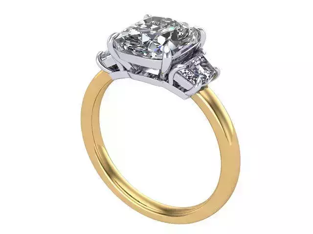 Gold and Silver Three Stone Ring