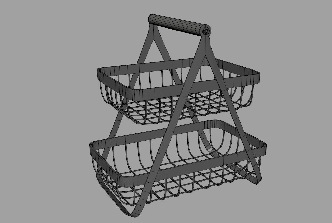 Metal Countertop Basket 3D model_7