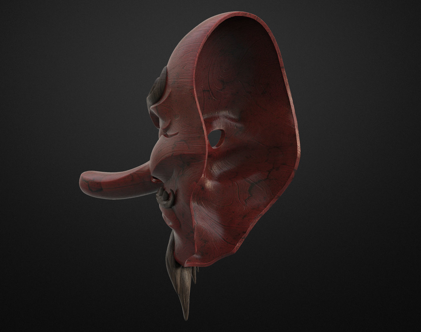 Japanese Tengu Mask Oni Demon Mask Samurai Mask  3D print model_5