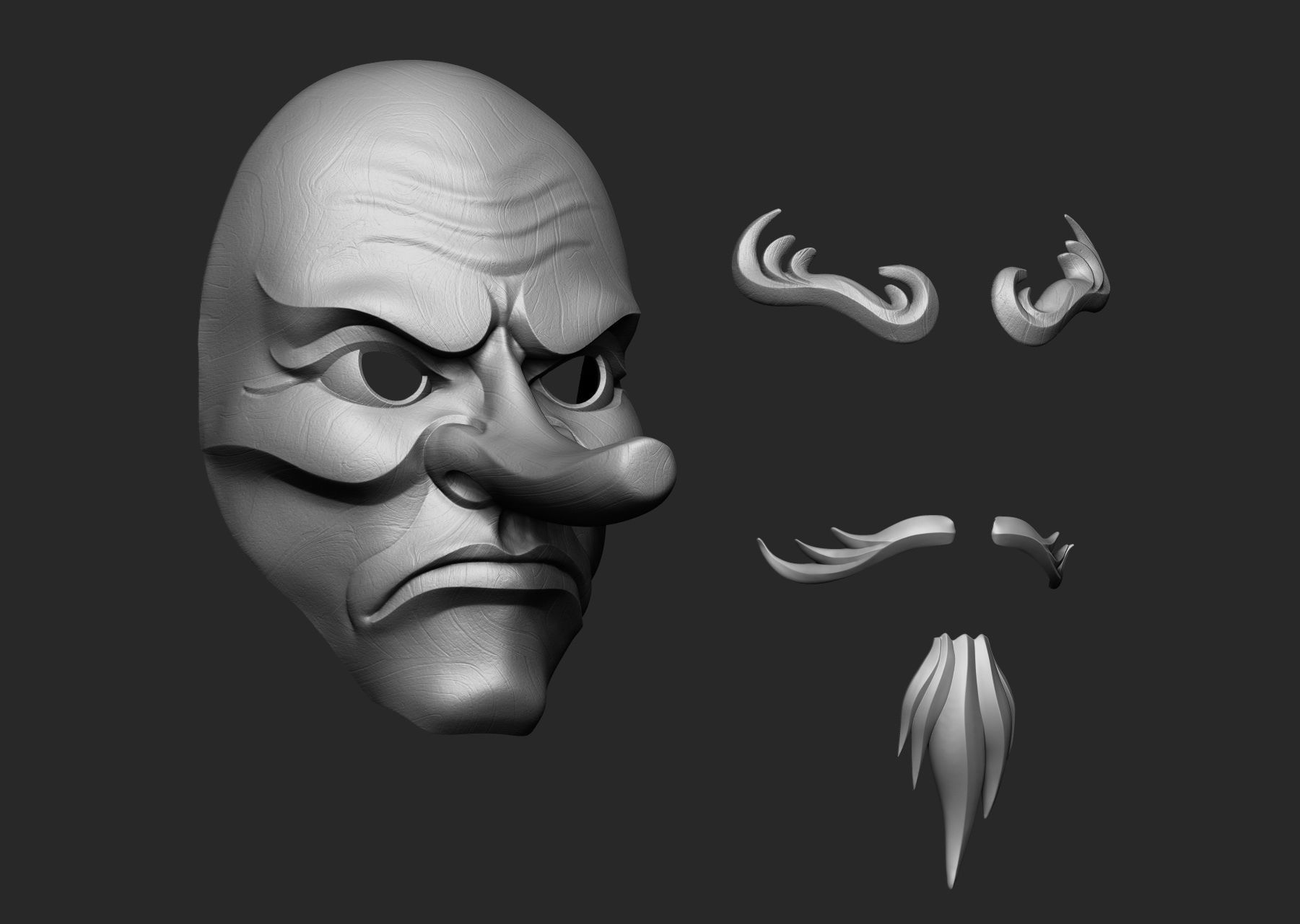 Japanese Tengu Mask Oni Demon Mask Samurai Mask  3D print model_11