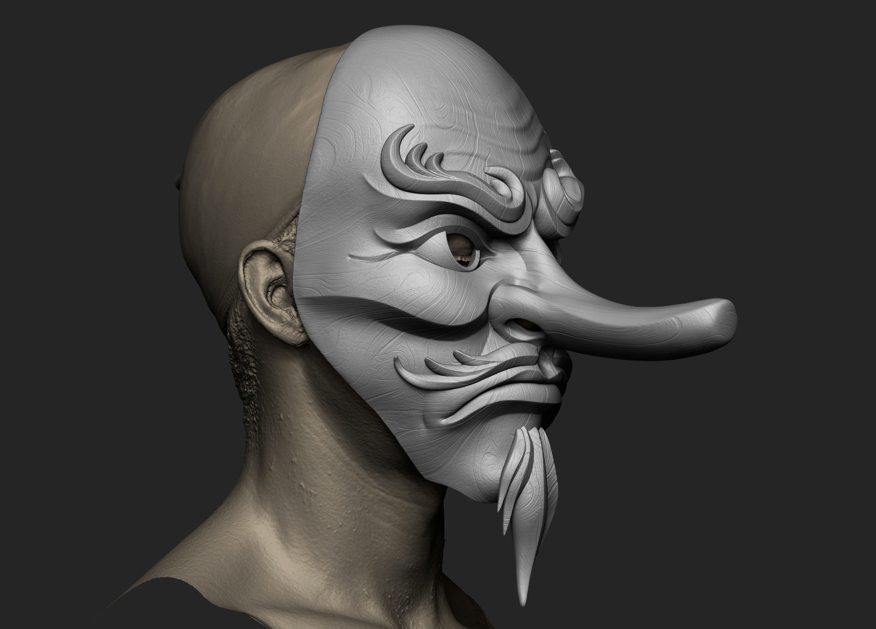 Japanese Tengu Mask Oni Demon Mask Samurai Mask  3D print model_14