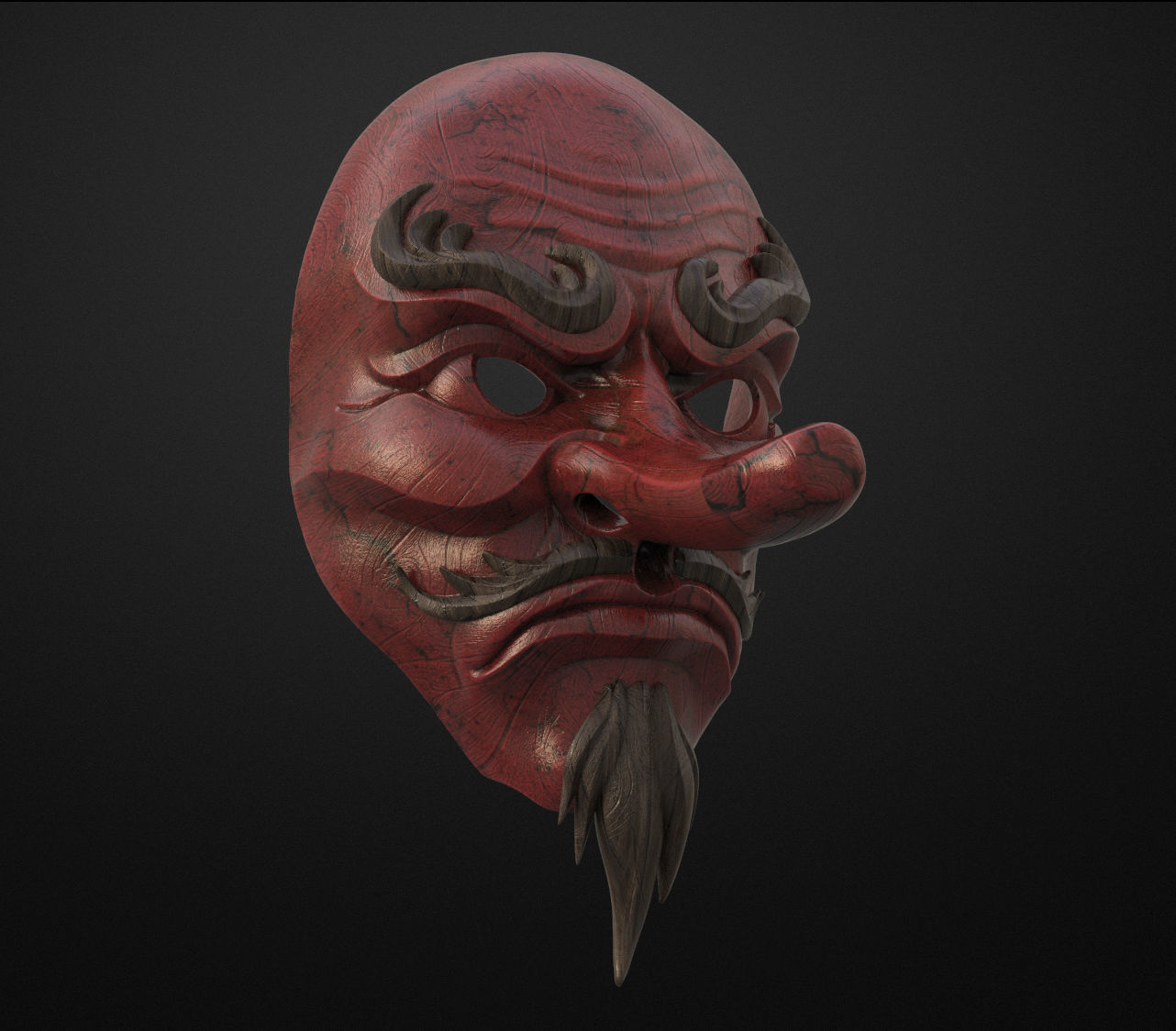 Japanese Tengu Mask Oni Demon Mask Samurai Mask  3D print model_2