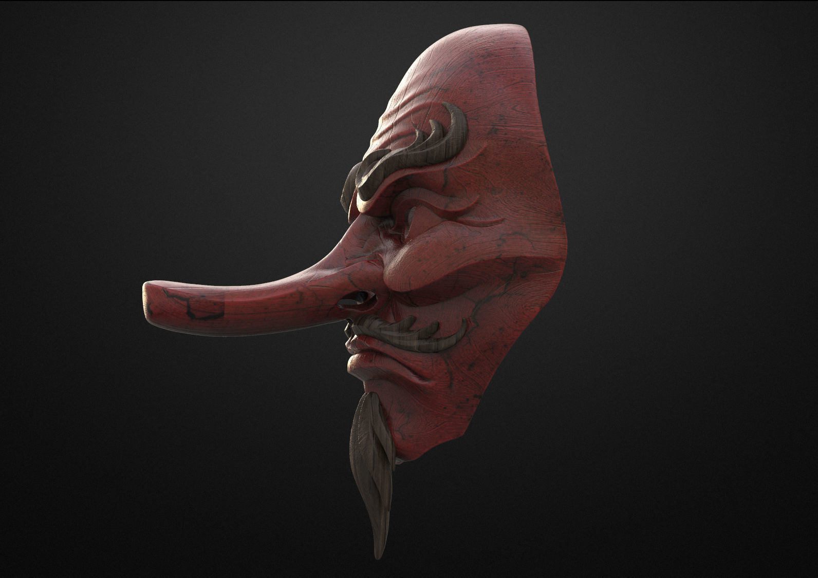 Japanese Tengu Mask Oni Demon Mask Samurai Mask  3D print model_4