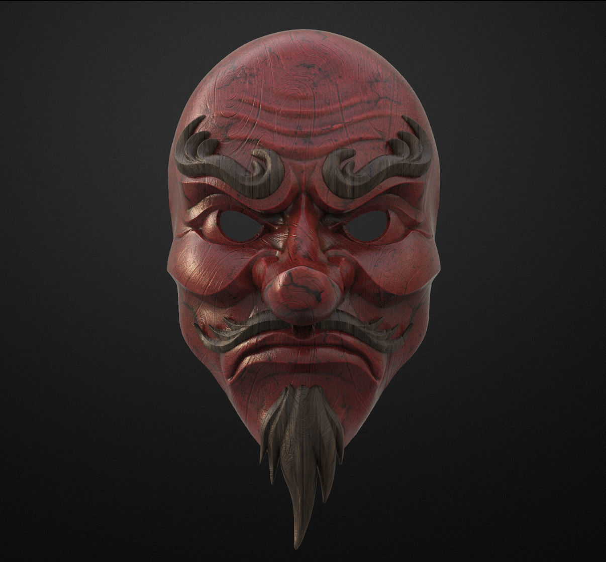 Japanese Tengu Mask Oni Demon Mask Samurai Mask  3D print model_3