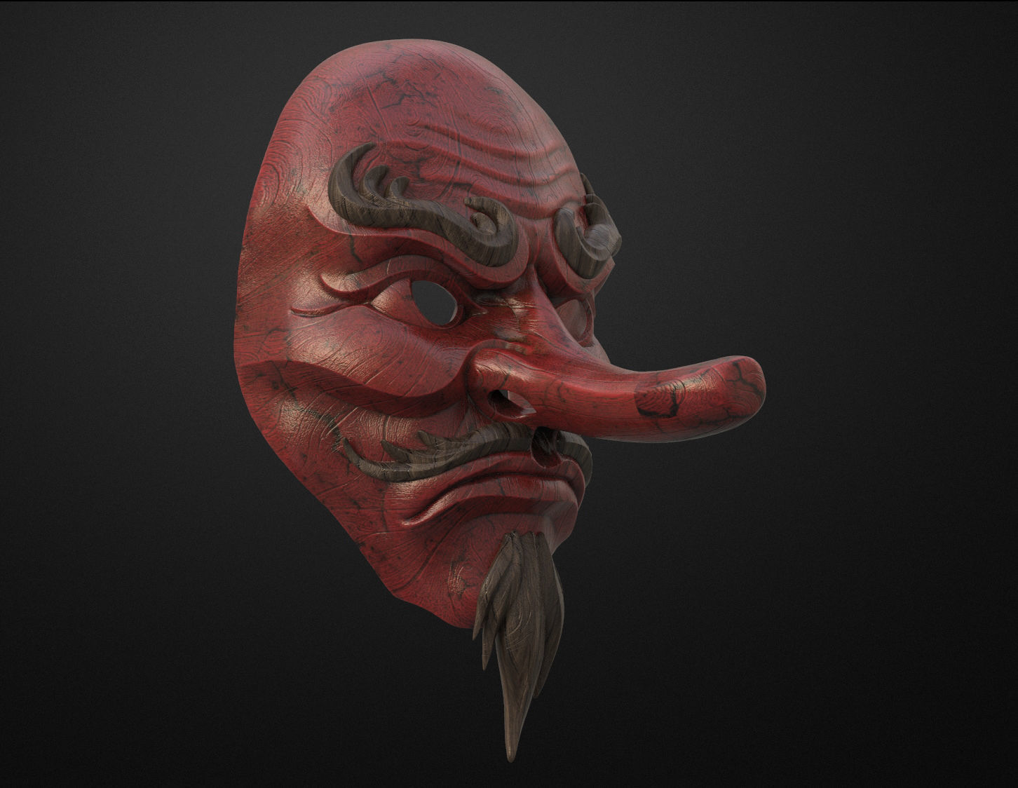 Japanese Tengu Mask Oni Demon Mask Samurai Mask  3D print model_1