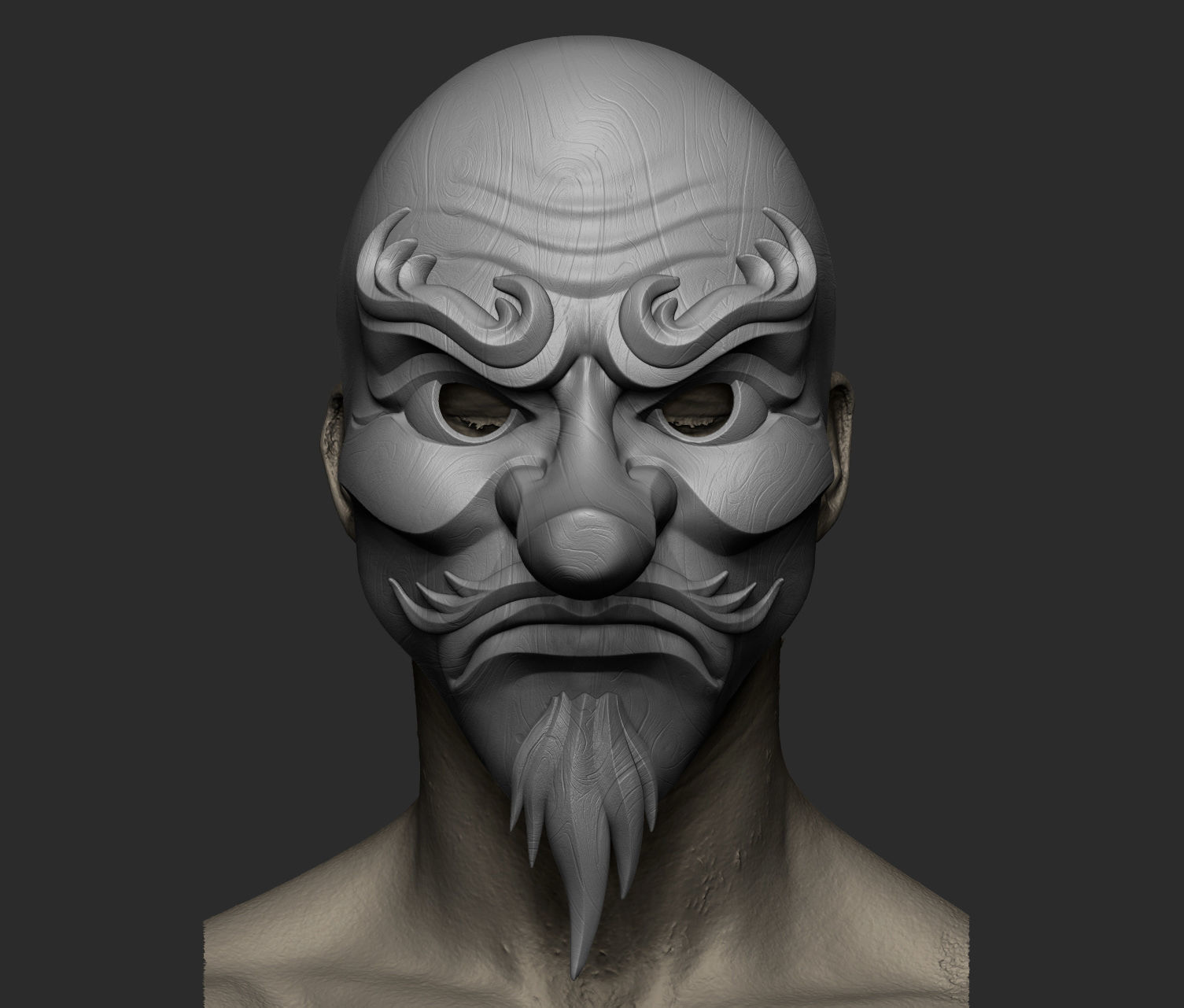 Japanese Tengu Mask Oni Demon Mask Samurai Mask  3D print model_15