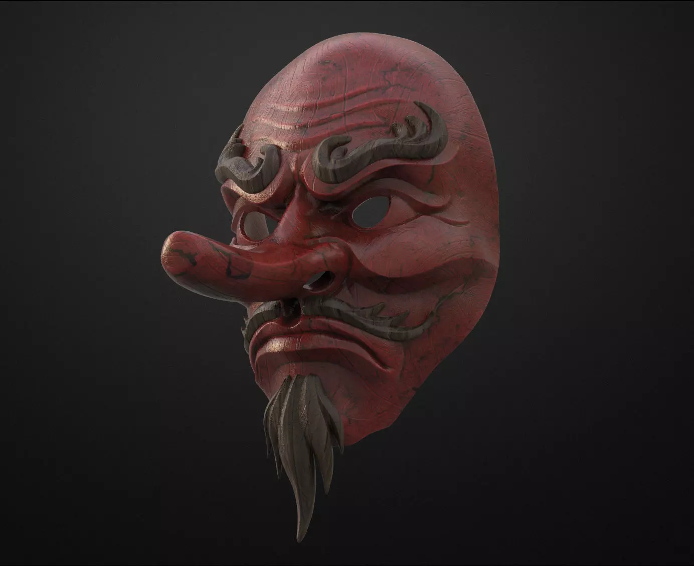 Japanese Tengu Mask Oni Demon Mask Samurai Mask  3D print model_0