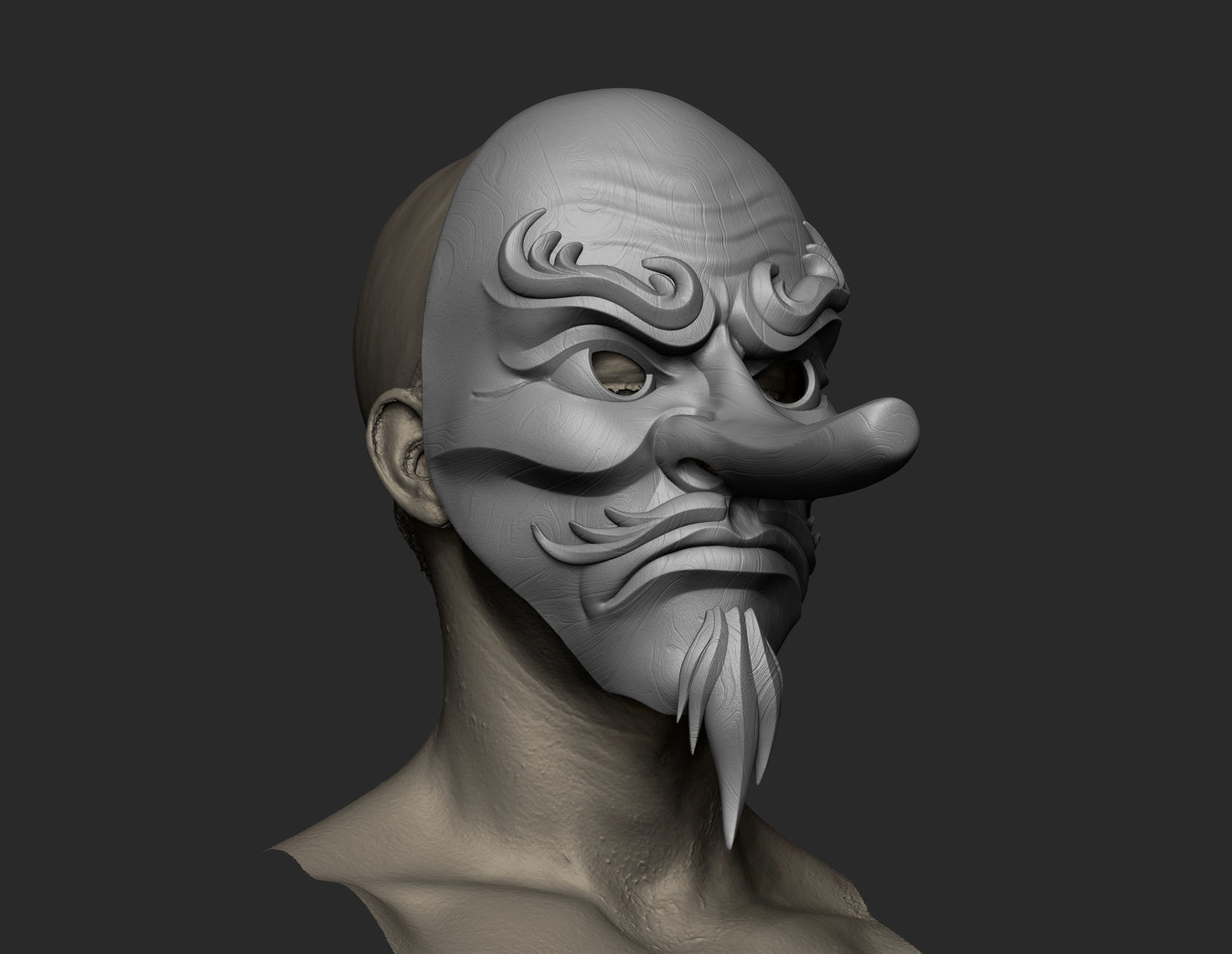 Japanese Tengu Mask Oni Demon Mask Samurai Mask  3D print model_13