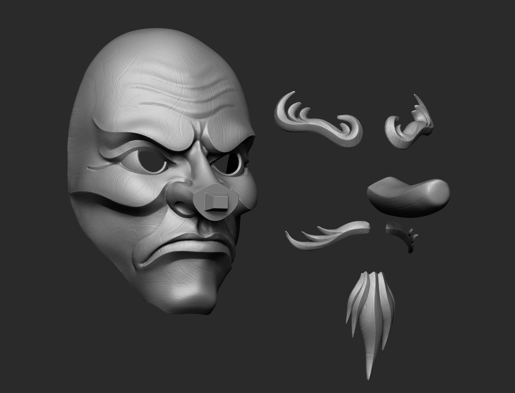 Japanese Tengu Mask Oni Demon Mask Samurai Mask  3D print model_12