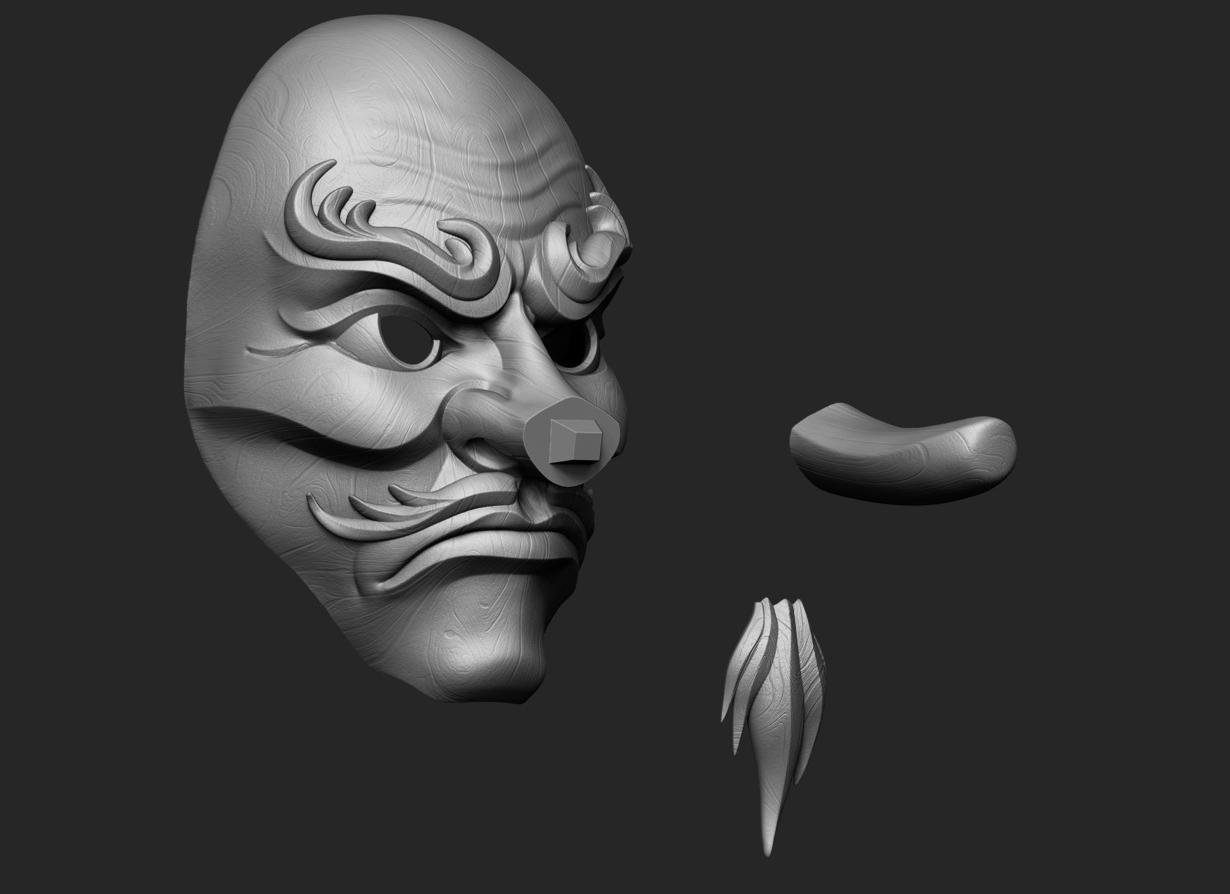 Japanese Tengu Mask Oni Demon Mask Samurai Mask  3D print model_9