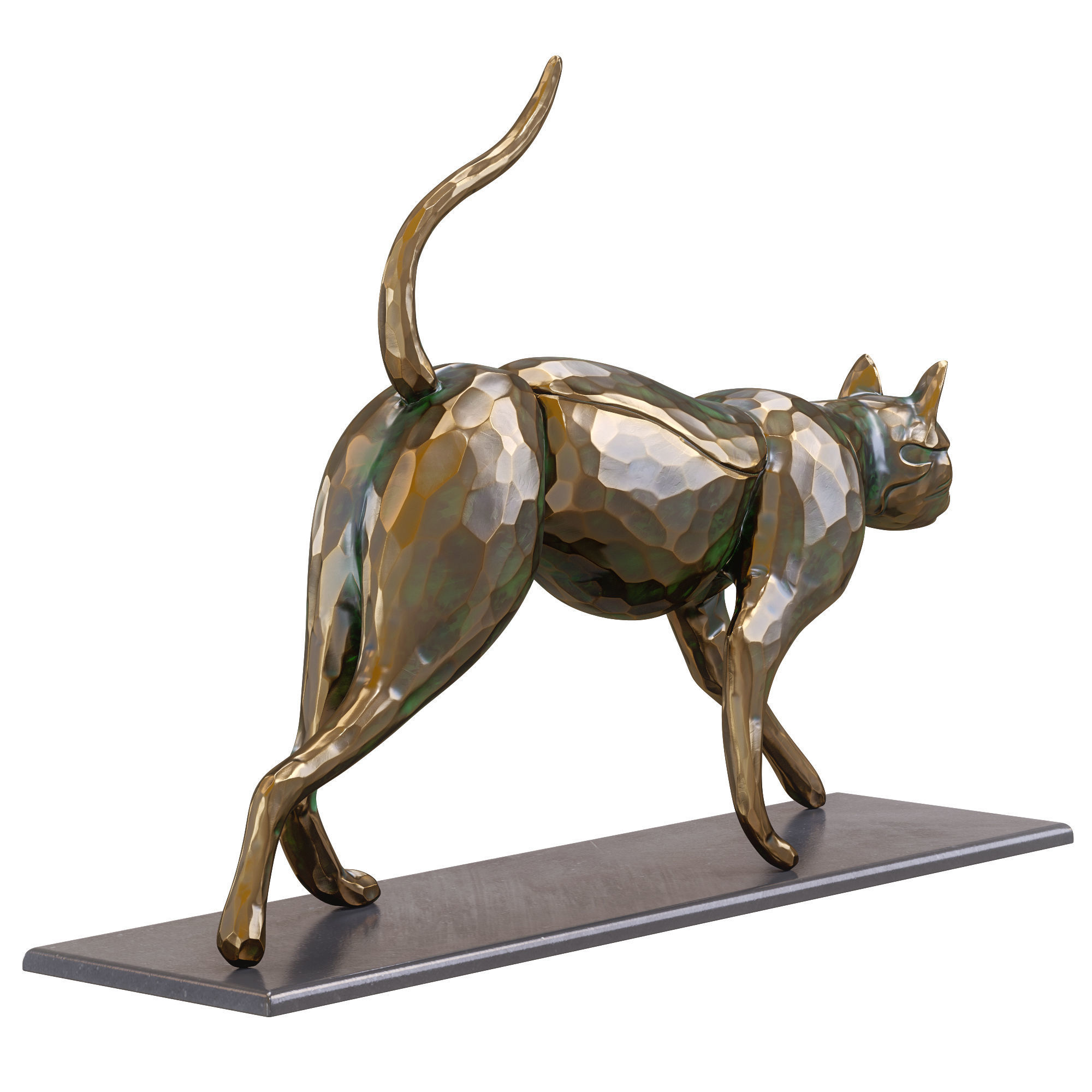 Cat statue Low-poly 3D model_3