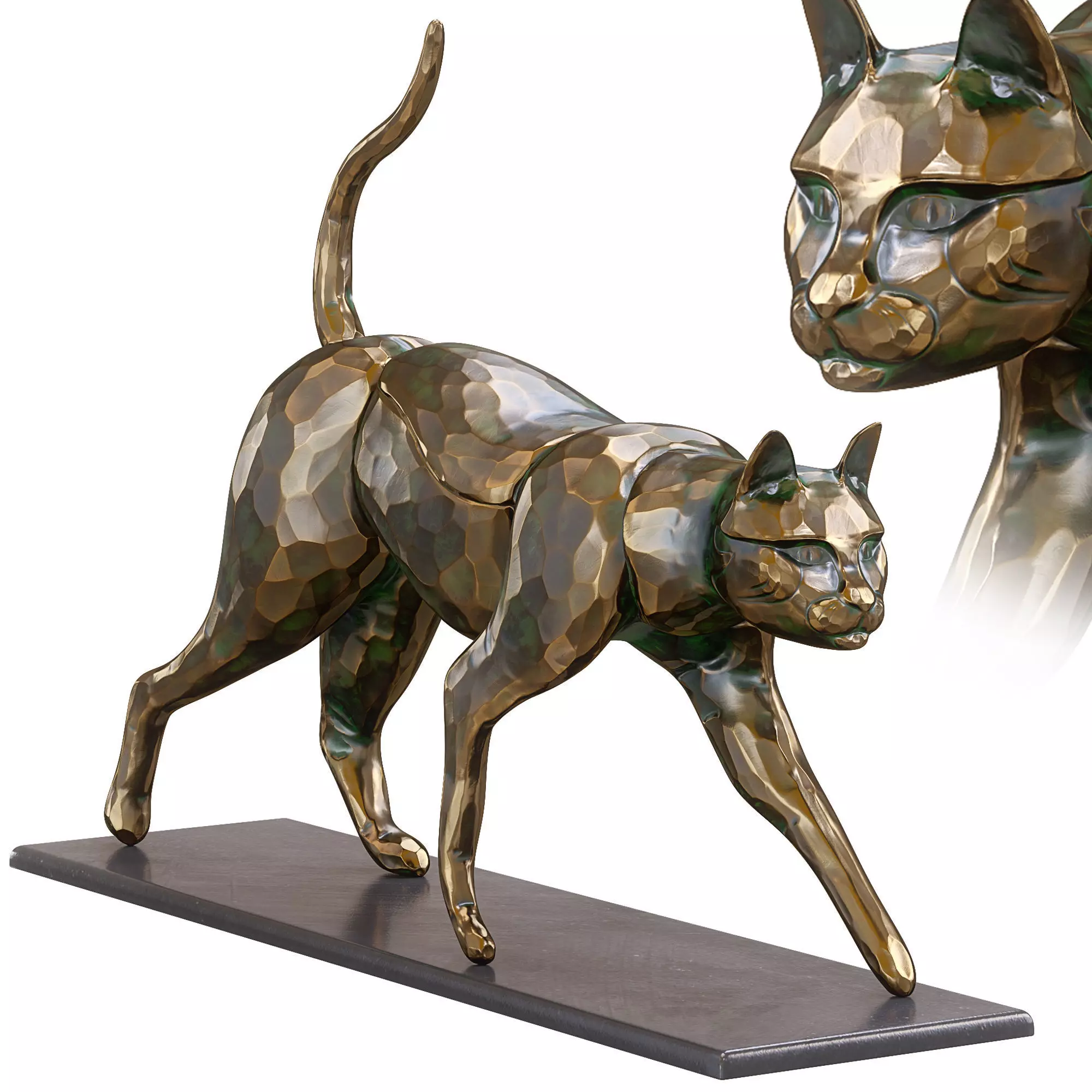 Cat statue Low-poly 3D model_0