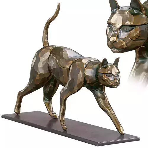 Cat statue Low-poly 3D model
