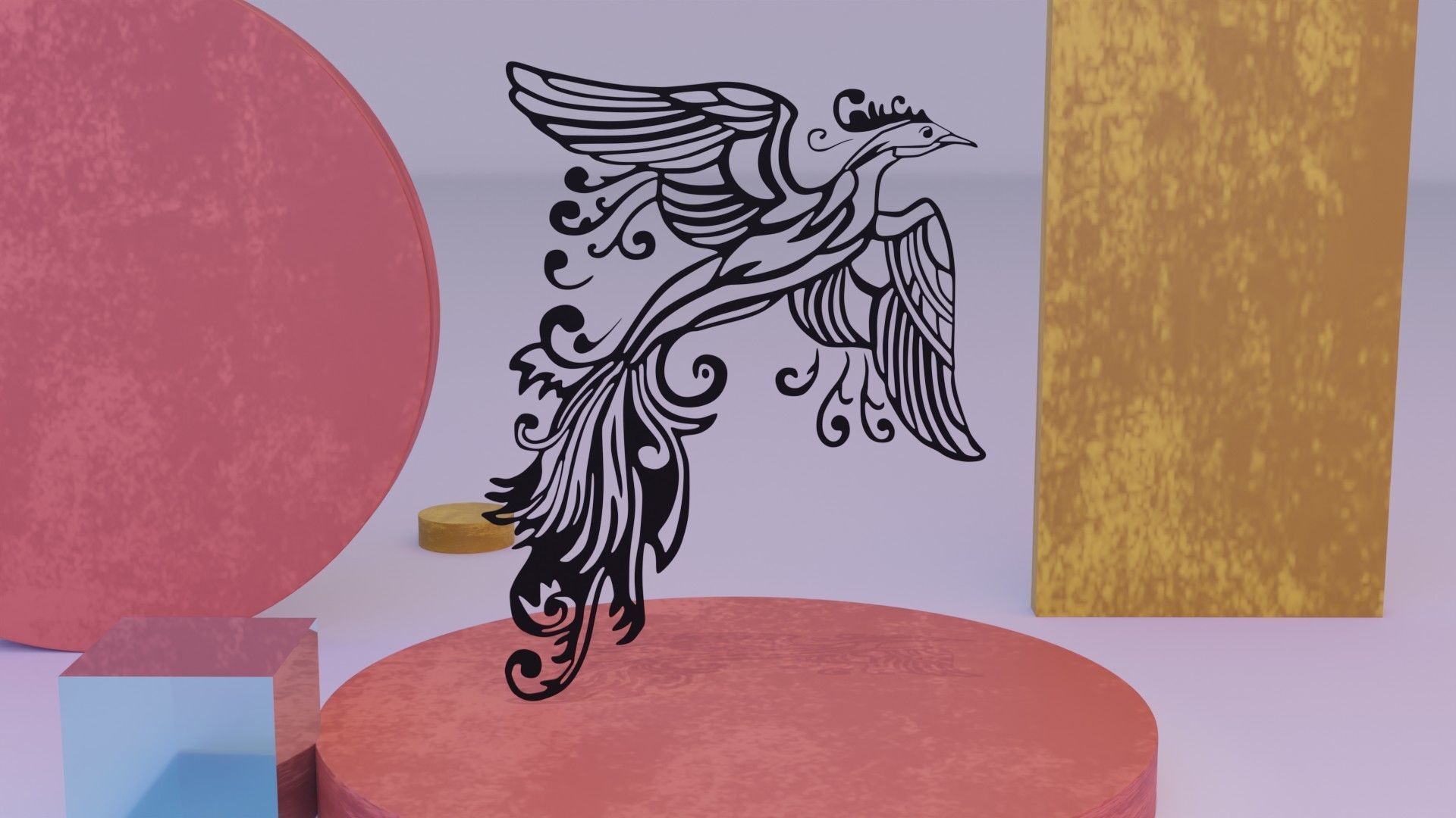 Phoenix - Immortal bird 01 Low-poly 3D model_4