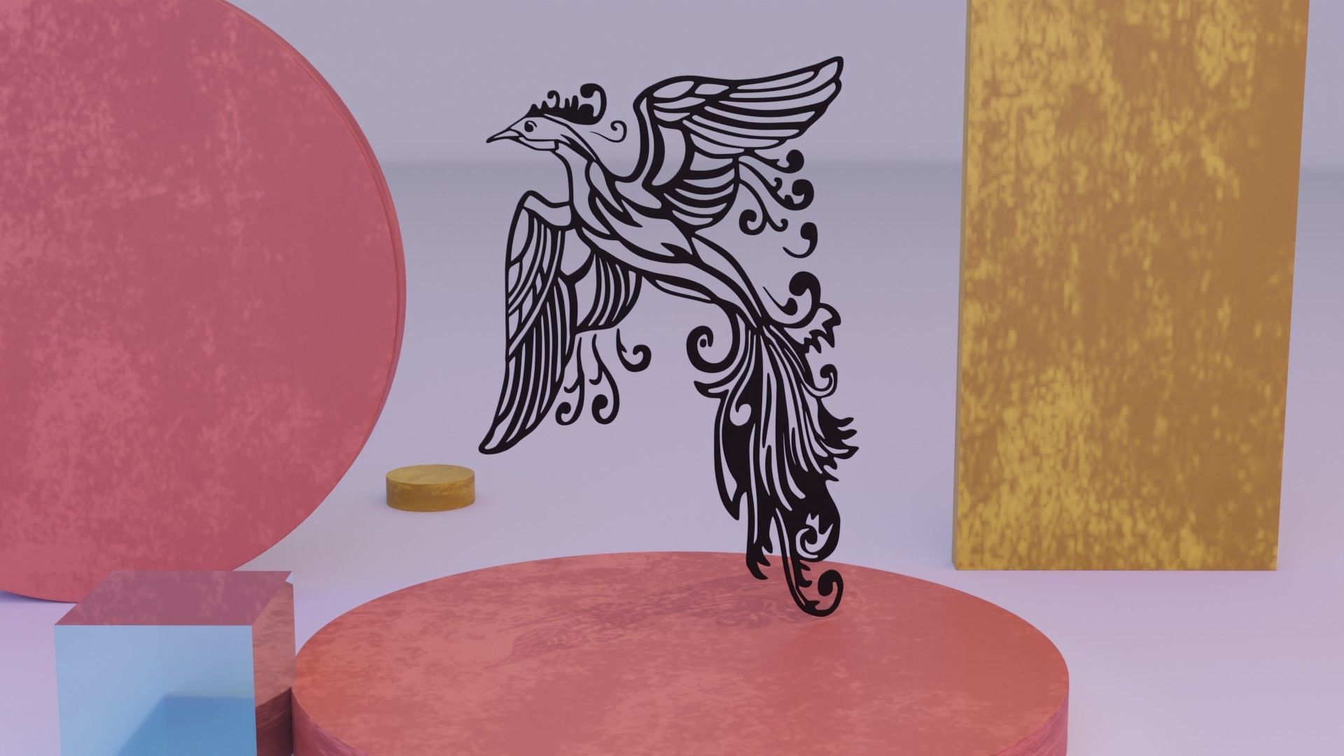 Phoenix - Immortal bird 01 Low-poly 3D model_10