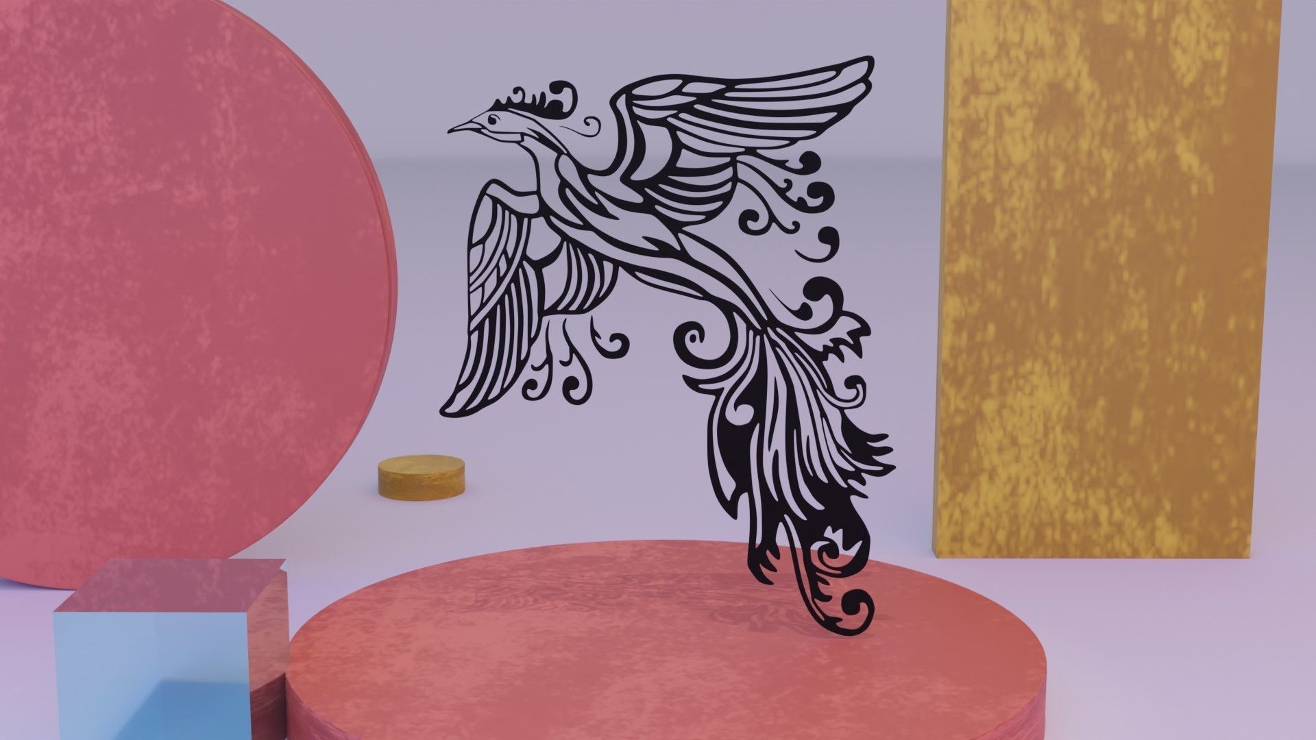 Phoenix - Immortal bird 01 Low-poly 3D model_9