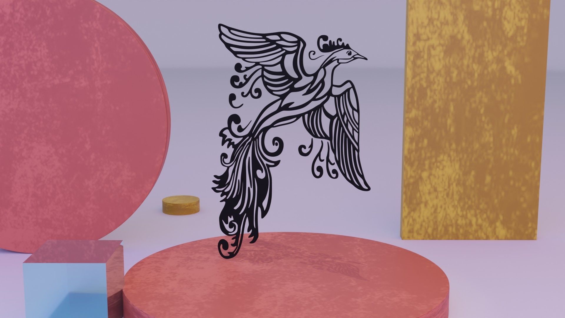 Phoenix - Immortal bird 01 Low-poly 3D model_13