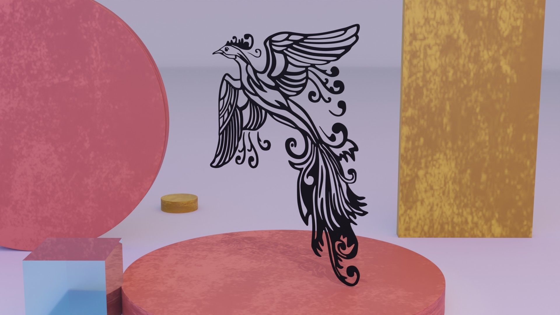 Phoenix - Immortal bird 01 Low-poly 3D model_8