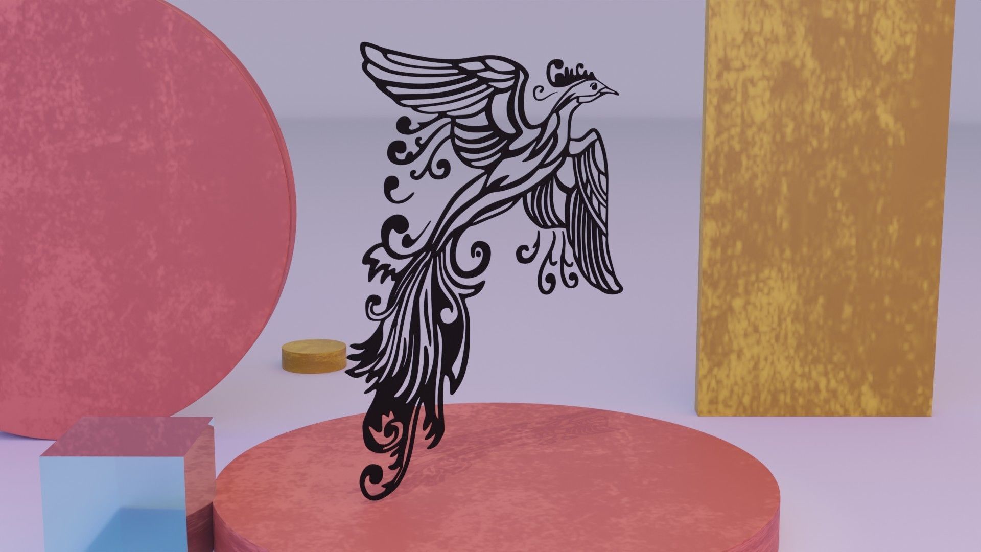 Phoenix - Immortal bird 01 Low-poly 3D model_5