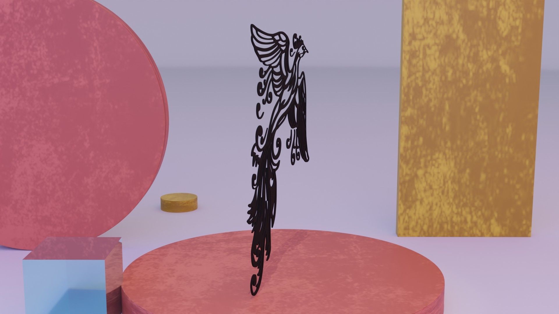 Phoenix - Immortal bird 01 Low-poly 3D model_6