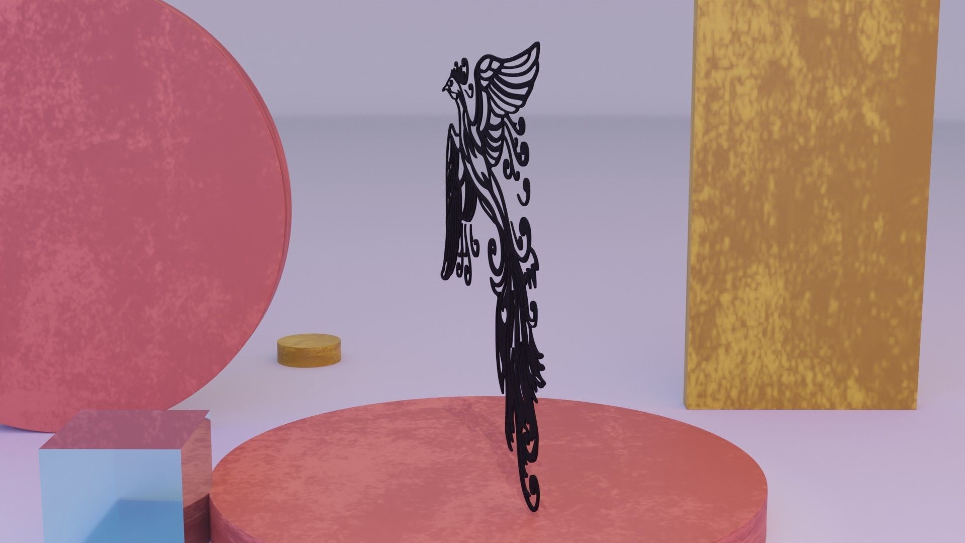 Phoenix - Immortal bird 01 Low-poly 3D model_7