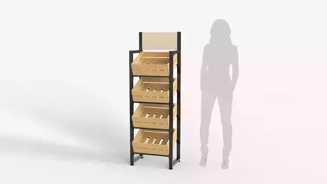 Wooden Boxes Display Rack 3D model