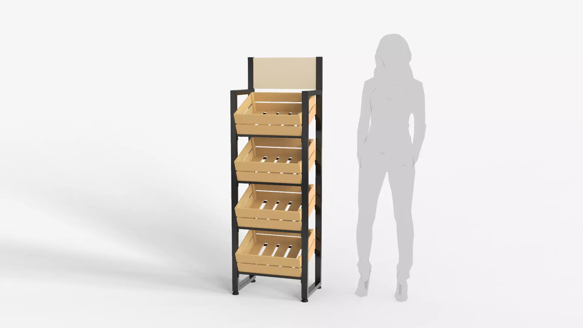 Wooden Boxes Display Rack 3D model