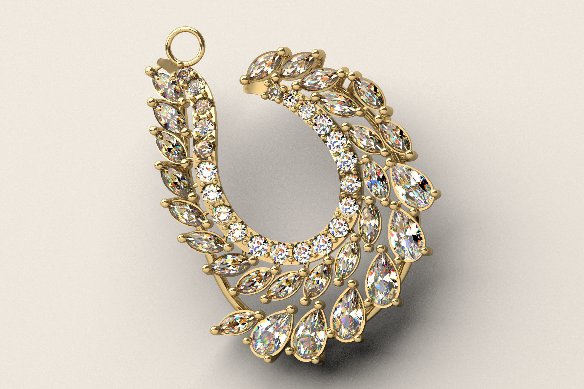 Leaf Cluster Pendant P 019 3D print model_1