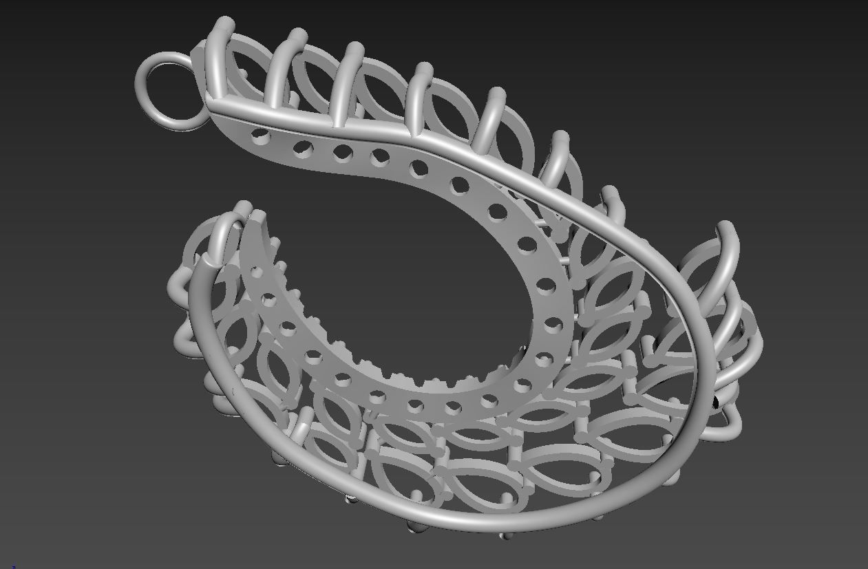 Leaf Cluster Pendant P 019 3D print model_9