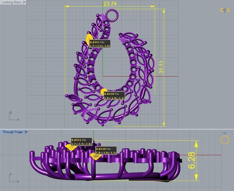Leaf Cluster Pendant P 019 3D print model_4