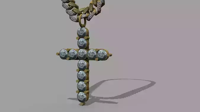 Cross pendant with diamond studs