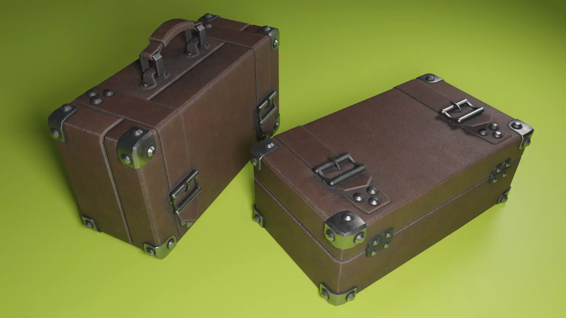 Lowpoly PBR leather suitcase game ready Free low-poly 3D model_0