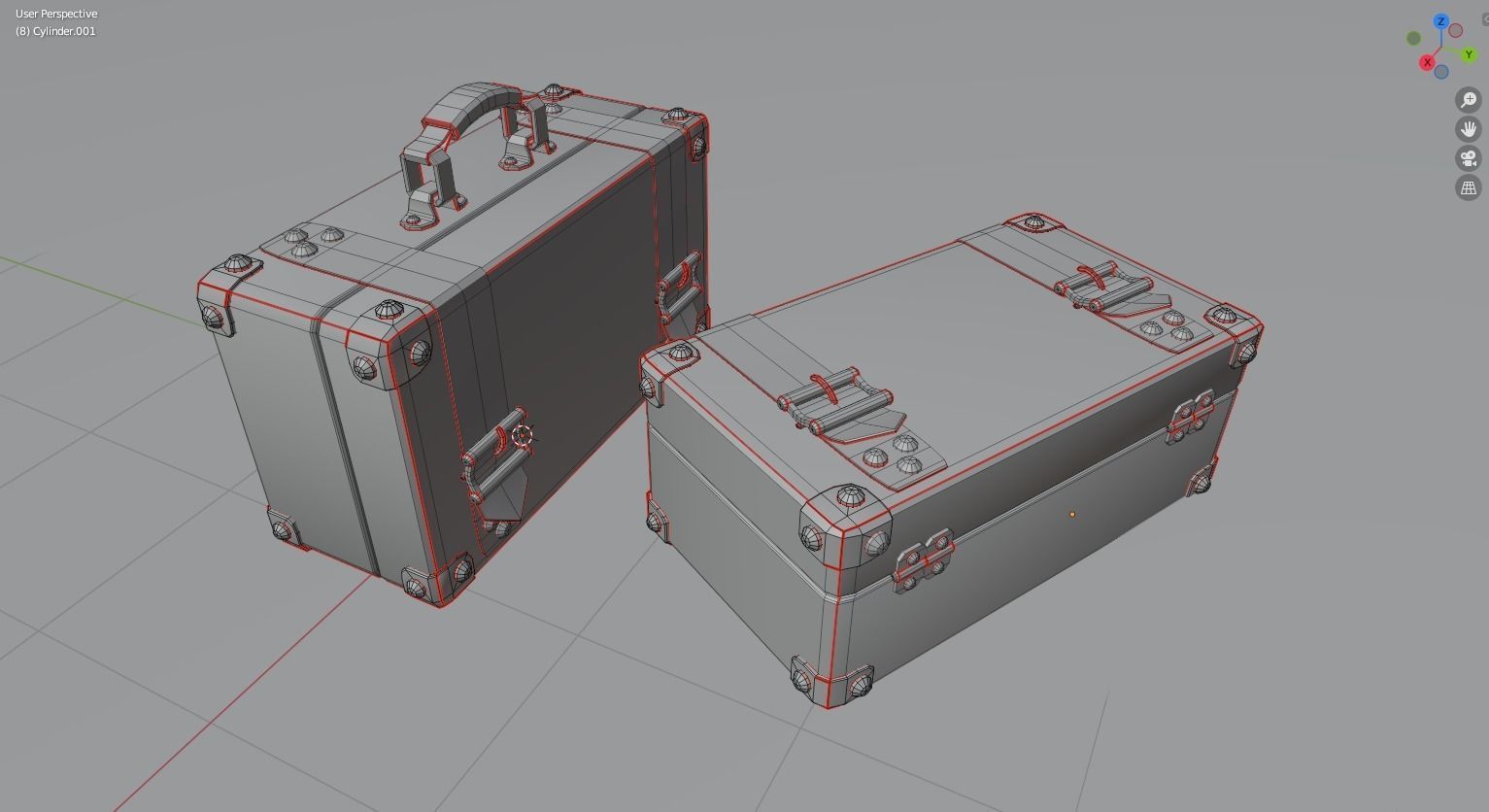 Lowpoly PBR leather suitcase game ready Free low-poly 3D model_5